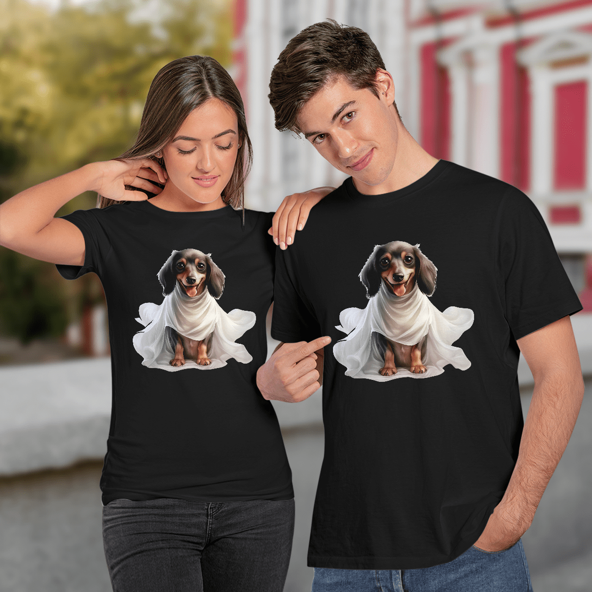 Cowgic Dachshund in Ghost Costume