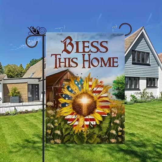 Cowgic Garden Flag Beautiful Sunflower, US Flag, Green Garden, Bless This Home No Flag