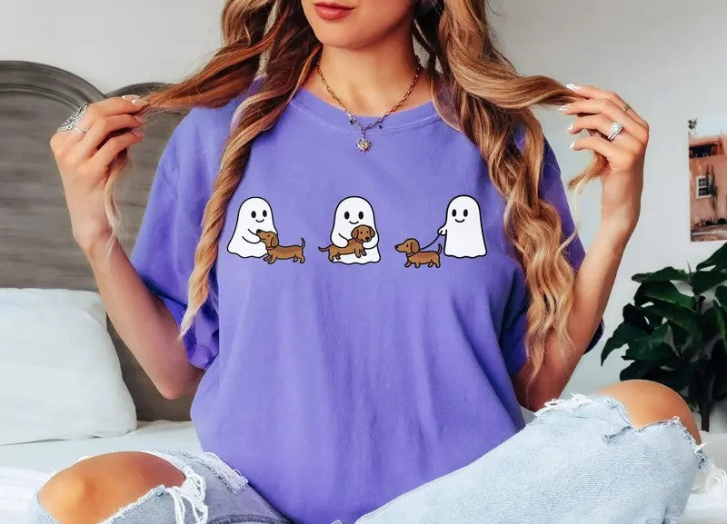 Cowgic Ghost Trio Halloween Dachshund T-shirt
