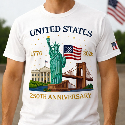 Cowgic Men's T Shirt Graphic Tee American US Flag Statue Of Liberty Crewneck