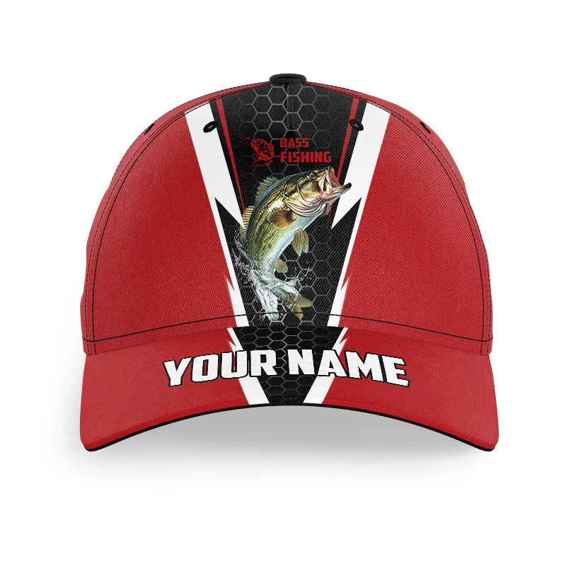Cowgic Custom Name Red Largemouth Bass Classic Cap