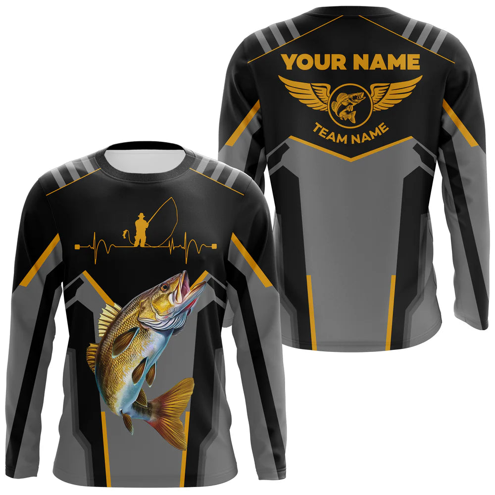 Cowgic Personalized Black Walleye Fishing Jerseys For Fishing Team
