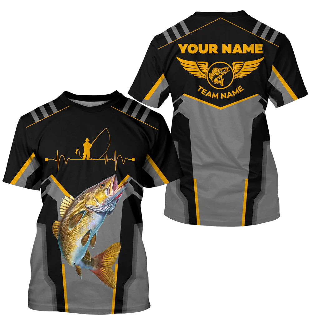 Cowgic Personalized Black Walleye Fishing Jerseys For Fishing Team
