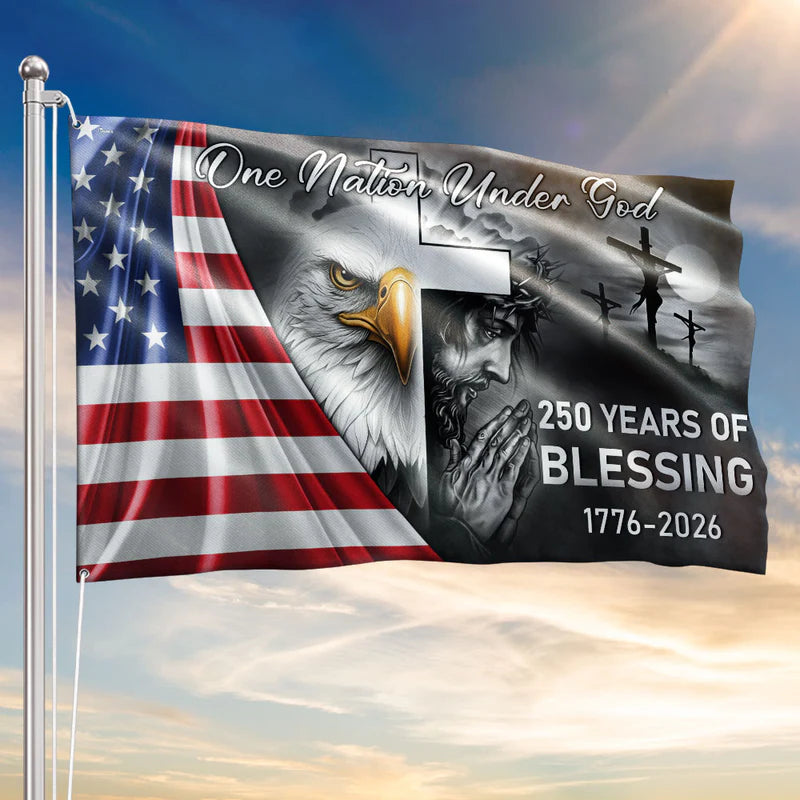Cowgic 250 Years Of Blessing America Flag, One Nation Under God Grommet Flag