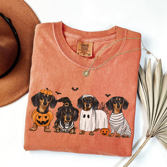 Cowgic Comfort Colors Dachshund Shirt, Halloween