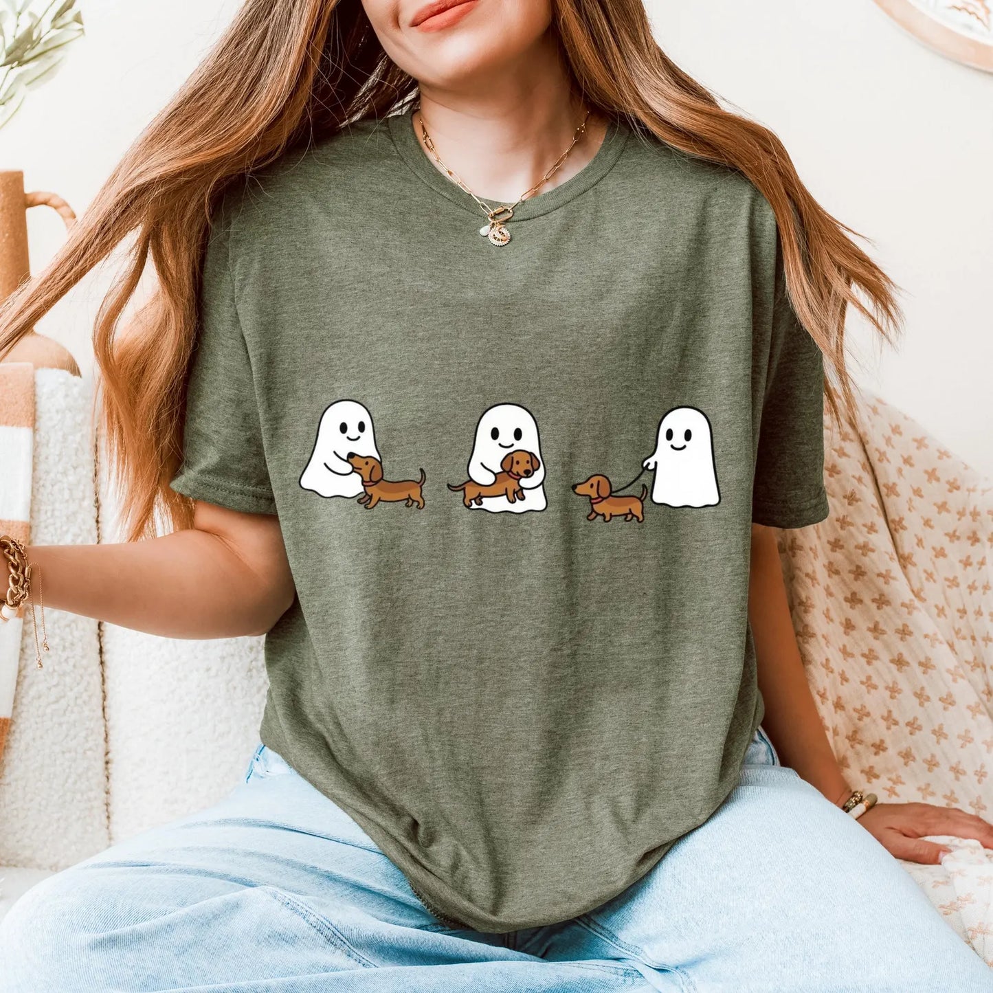 Cowgic Ghost Trio Halloween Dachshund T-shirt