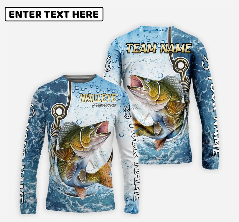 Cowgic Walleye Fishing Golden Hook Graphic Sport Custom Name & Team Name 3D