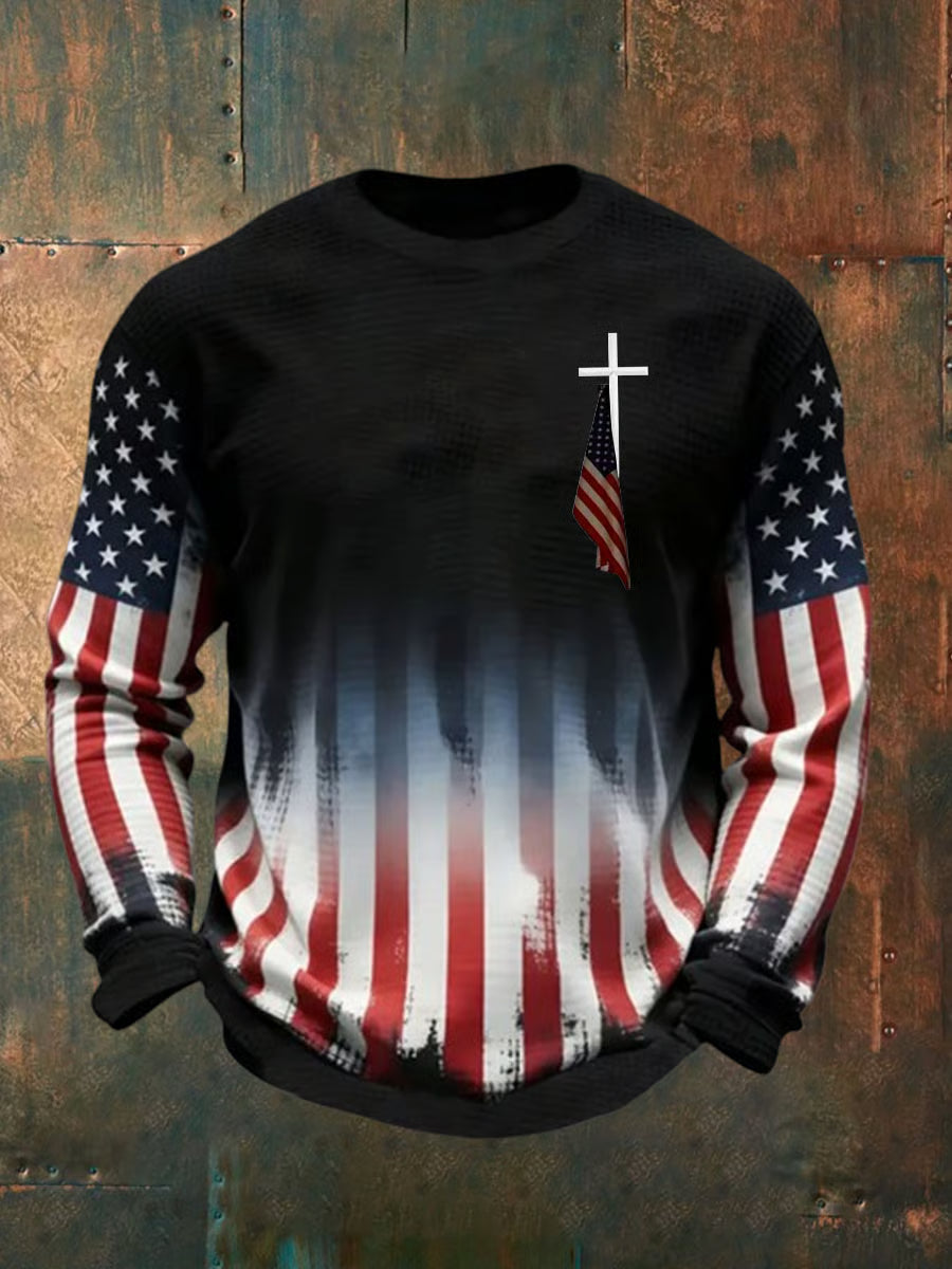 Cowgic Vintage American Flag Print Waffle