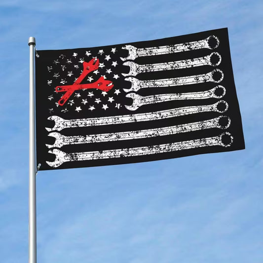 Cowgic Vintage USA American Flag Mechanic Wrench Flag