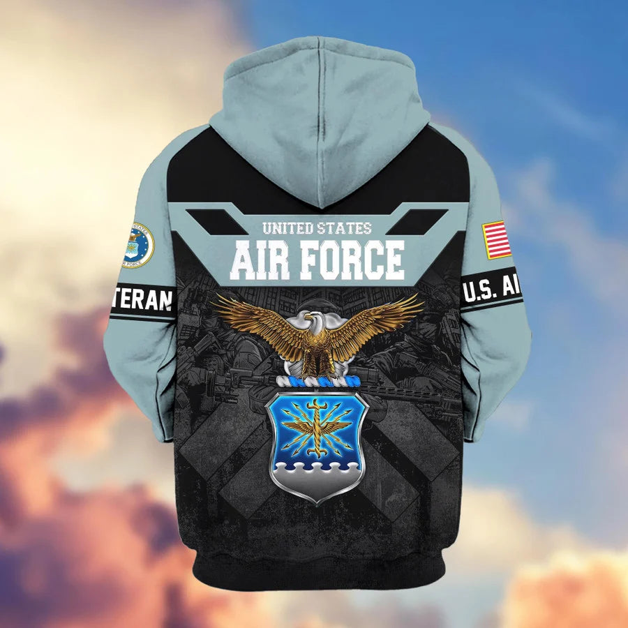 Premium US Veterans Zip Hoodie , Gifts For US Veterans, Gifts On Father's Day, Veterans Day.