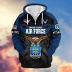 Premium US Veterans Zip Hoodie , Gifts For US Veterans, Gifts On Father's Day, Veterans Day.