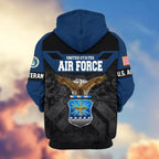Premium US Veterans Zip Hoodie , Gifts For US Veterans, Gifts On Father's Day, Veterans Day.
