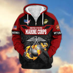 Premium US Veterans Zip Hoodie , Gifts For US Veterans, Gifts On Father's Day, Veterans Day.
