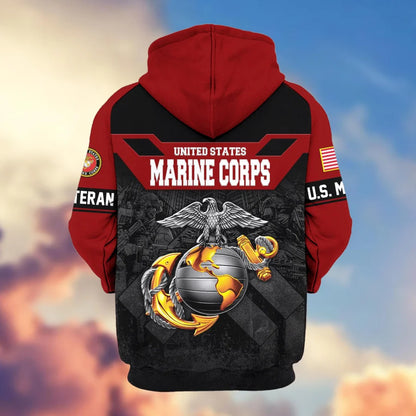 Premium US Veterans Zip Hoodie , Gifts For US Veterans, Gifts On Father's Day, Veterans Day.