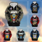 Premium US Veterans Zip Hoodie , Gifts For US Veterans, Gifts On Father's Day, Veterans Day.