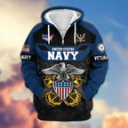 Premium US Veterans Zip Hoodie , Gifts For US Veterans, Gifts On Father's Day, Veterans Day.