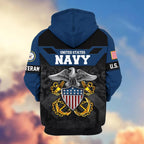 Premium US Veterans Zip Hoodie , Gifts For US Veterans, Gifts On Father's Day, Veterans Day.
