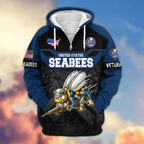 Premium US Veterans Zip Hoodie , Gifts For US Veterans, Gifts On Father's Day, Veterans Day.
