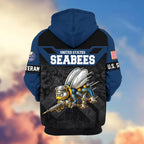 Premium US Veterans Zip Hoodie , Gifts For US Veterans, Gifts On Father's Day, Veterans Day.