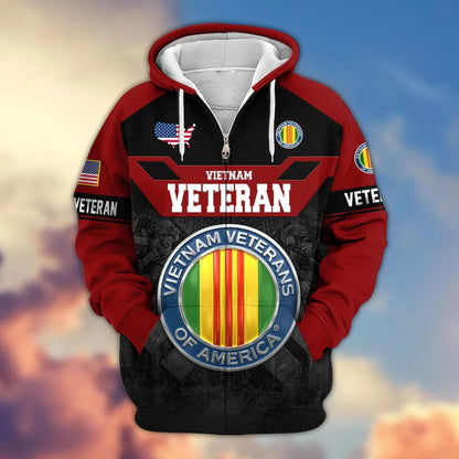 Premium US Veterans Zip Hoodie , Gifts For US Veterans, Gifts On Father's Day, Veterans Day.