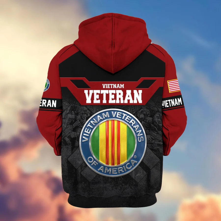 Premium US Veterans Zip Hoodie , Gifts For US Veterans, Gifts On Father's Day, Veterans Day.