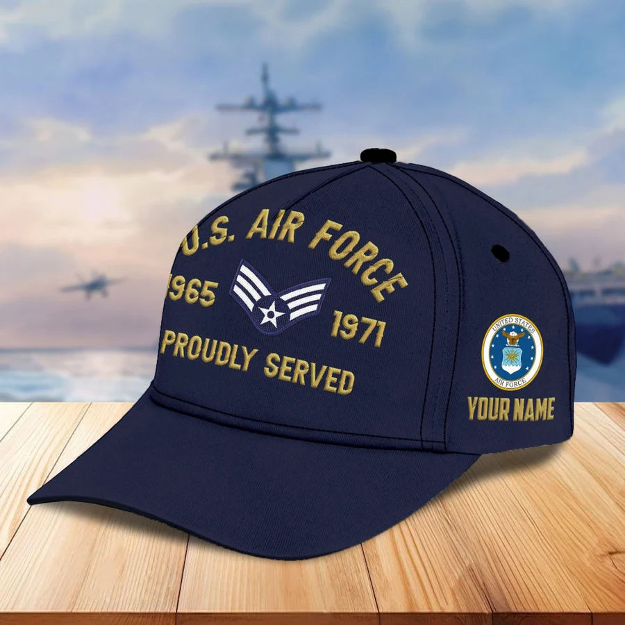 Cowgic Custom Name, Rank, USAF Embroidered Cap, Hat for Air Force Veteran, Gifts for Father's Day, Veterans Day