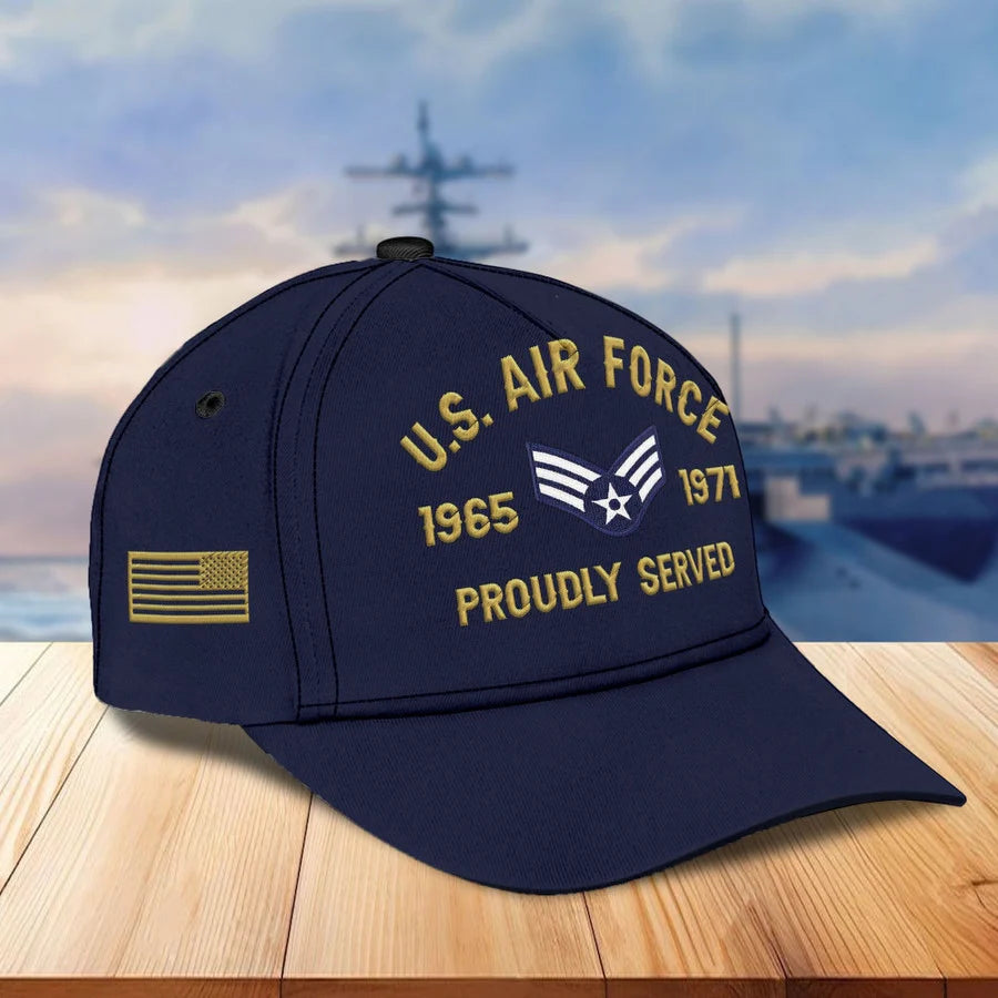 Cowgic Custom Name, Rank, USAF Embroidered Cap, Hat for Air Force Veteran, Gifts for Father's Day, Veterans Day