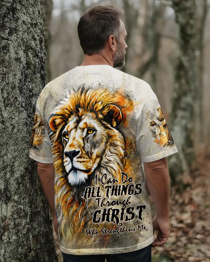 Cowgic I Can Do All Things Through Christ Lion Cross Men's All Over Print