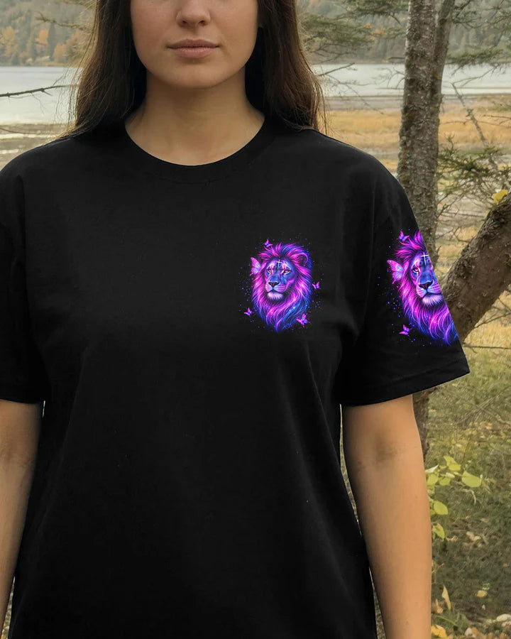 Cowgic Blessed By God Lion Butterfly Women's All Over Print Shirt