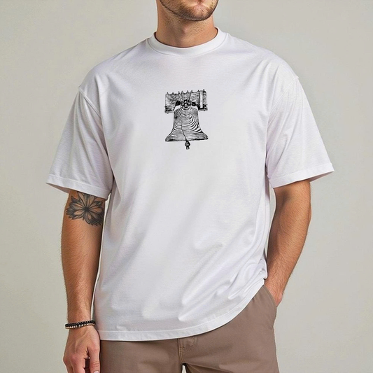 Cowgic Minimalist Liberty Bell Graphic T-Shirt – Classic Patriotic Tee