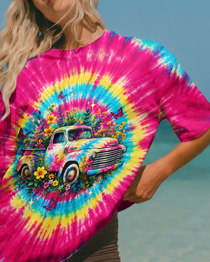 Cowgic Jesus Take The Wheel Colorful Swirl All Over Print Shirt