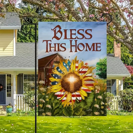 Cowgic Garden Flag Beautiful Sunflower, US Flag, Green Garden, Bless This Home No Flag
