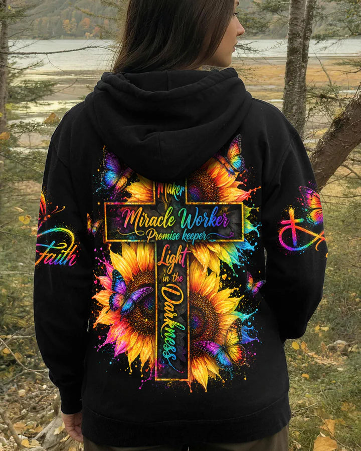 Cowgic Way Maker Miracle Worker Cross Sunflower Women's All Over Print Shirt