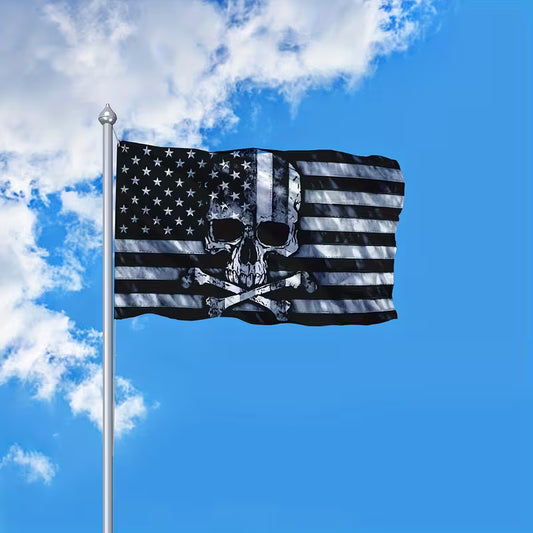 Cowgic Humorous American Pirate Banner for Man Cave, Double-Sided Black And White Grey American Flags