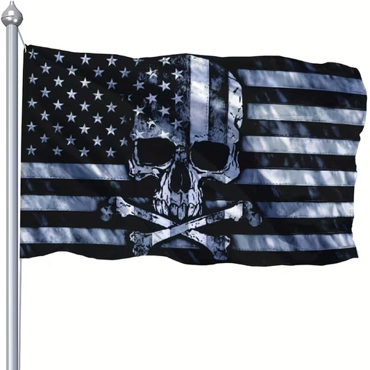 Cowgic Humorous American Pirate Banner for Man Cave, Double-Sided Black And White Grey American Flags
