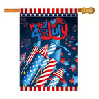 Cowgic July 4th Patriotic Garden Flag, Double-sided Fireworks American House Yard Flag