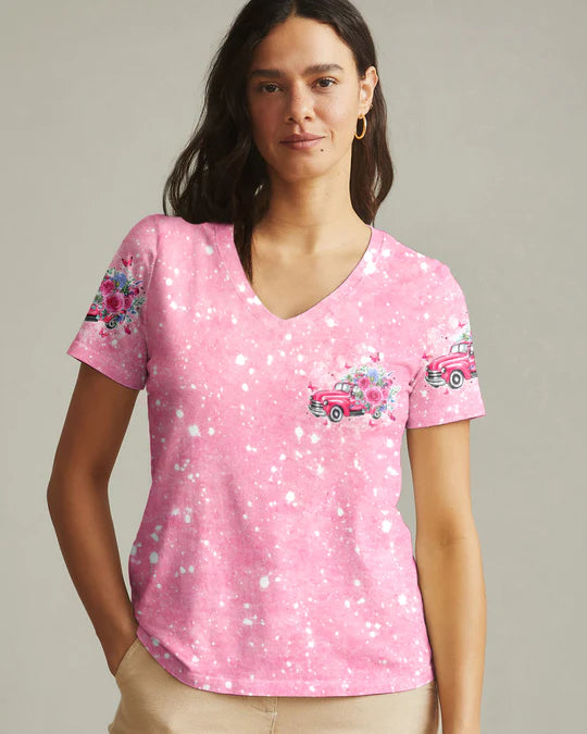 Cowgic Jesus Take The Wheel Pink Women's All Over Print Shirt