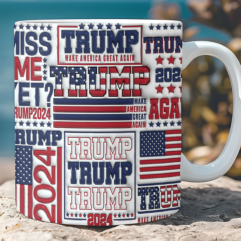 Cowgic Patriotic Trump 2024 Mug | Gift for Dad, Gift for Mom, Birthday Gift | Father's Day 3D Inflated Mug C1012 - GOP