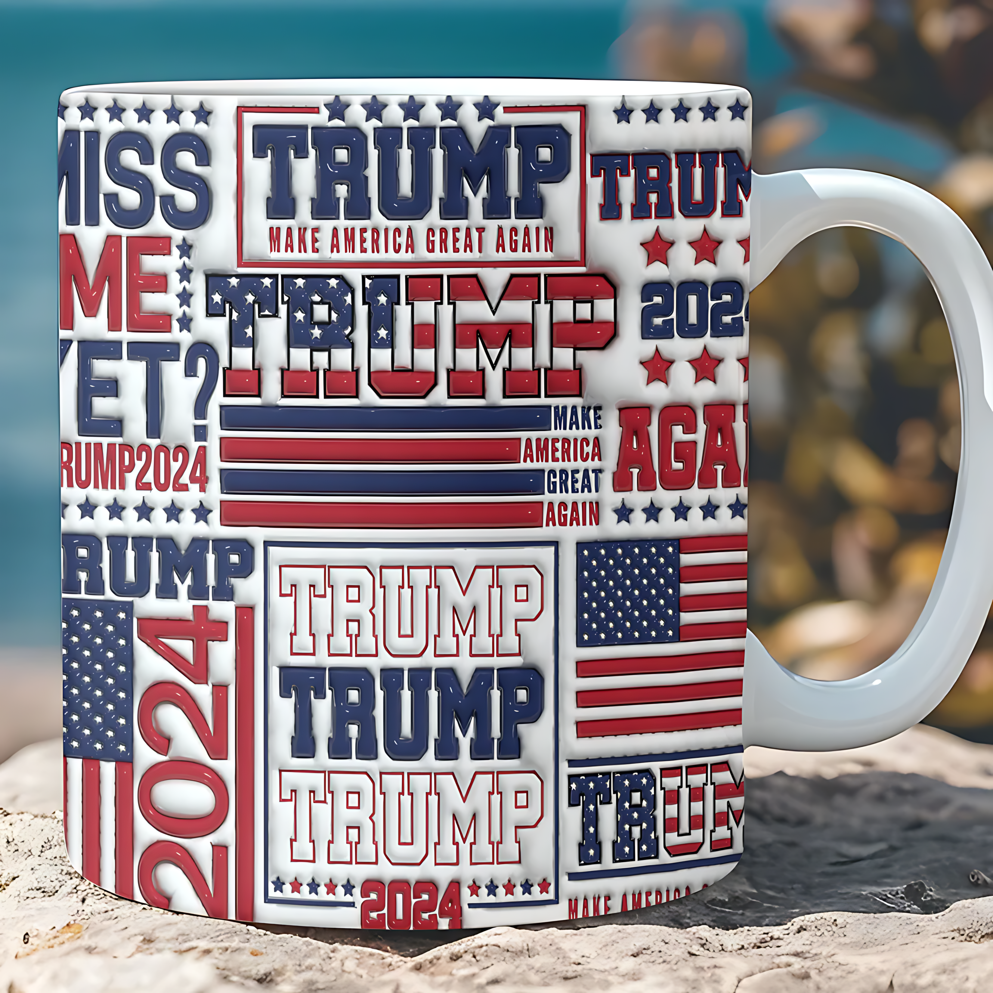 Cowgic Patriotic Trump 2024 Mug | Gift for Dad, Gift for Mom, Birthday Gift | Father's Day 3D Inflated Mug C1012 - GOP