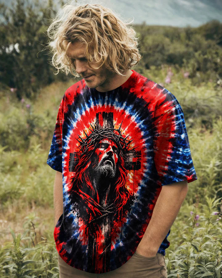 Cowgic Jesus And Lion Swirl Men's All Over Print Shirt