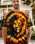Cowgic Jesus Lion Face Swirl Men's All Over Print Shirt