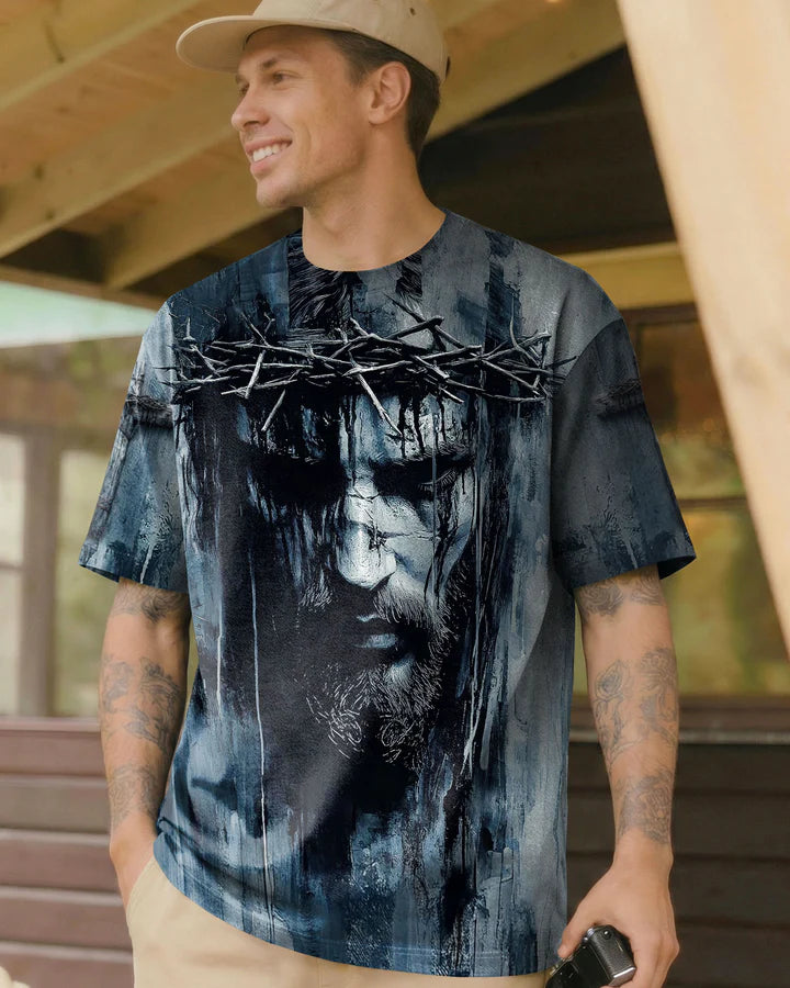 Cowgic Jesus Is My Savior Lion Watercolor Men's All Over Print Shirt
