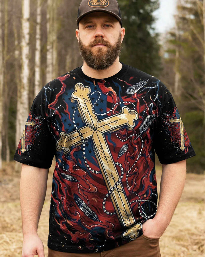 Cowgic In God We Trust Eagle Stars And Stripes Men's All Over Print Shirt