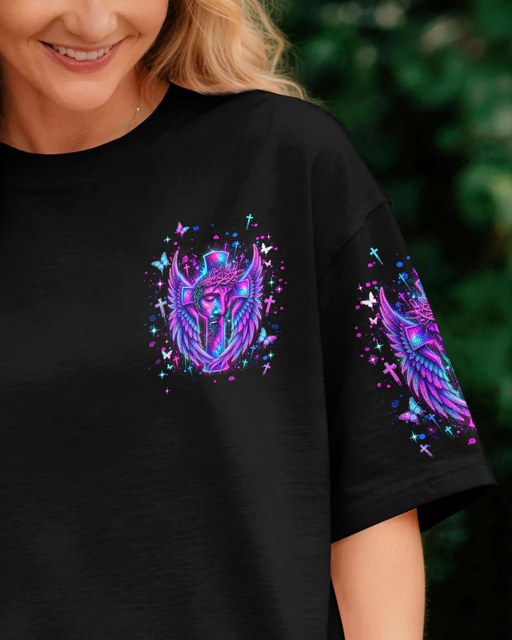 Cowgic I Can Do All Things Through Christ Neon Jesus Cross Women's All Over Print