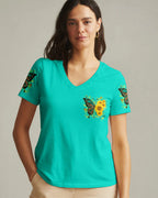 Cowgic Blessed By God Butterfly Sunflowers Women's All Over Print Shirt