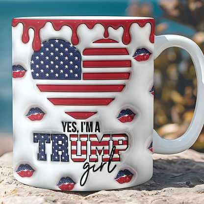 Cowgic Trump Girl Mug | Trump 2024 Mug | Trump Supporters Mug | Patriotic 3D Inflated Mug C1103 - GOP