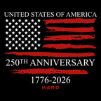 Cowgic Veteran Hero Company Men's USA 250th Anniversary Black Tee