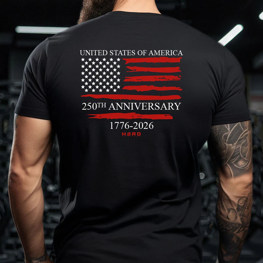 Cowgic Veteran Hero Company Men's USA 250th Anniversary Black Tee