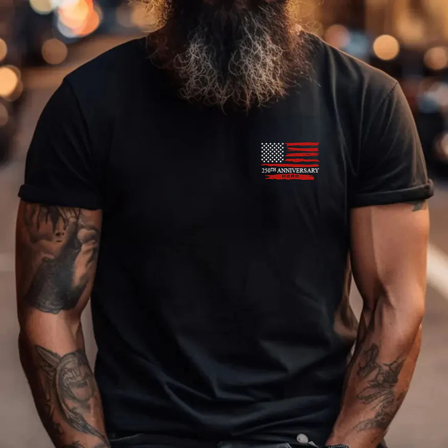 Cowgic Veteran Hero Company Men's USA 250th Anniversary Black Tee
