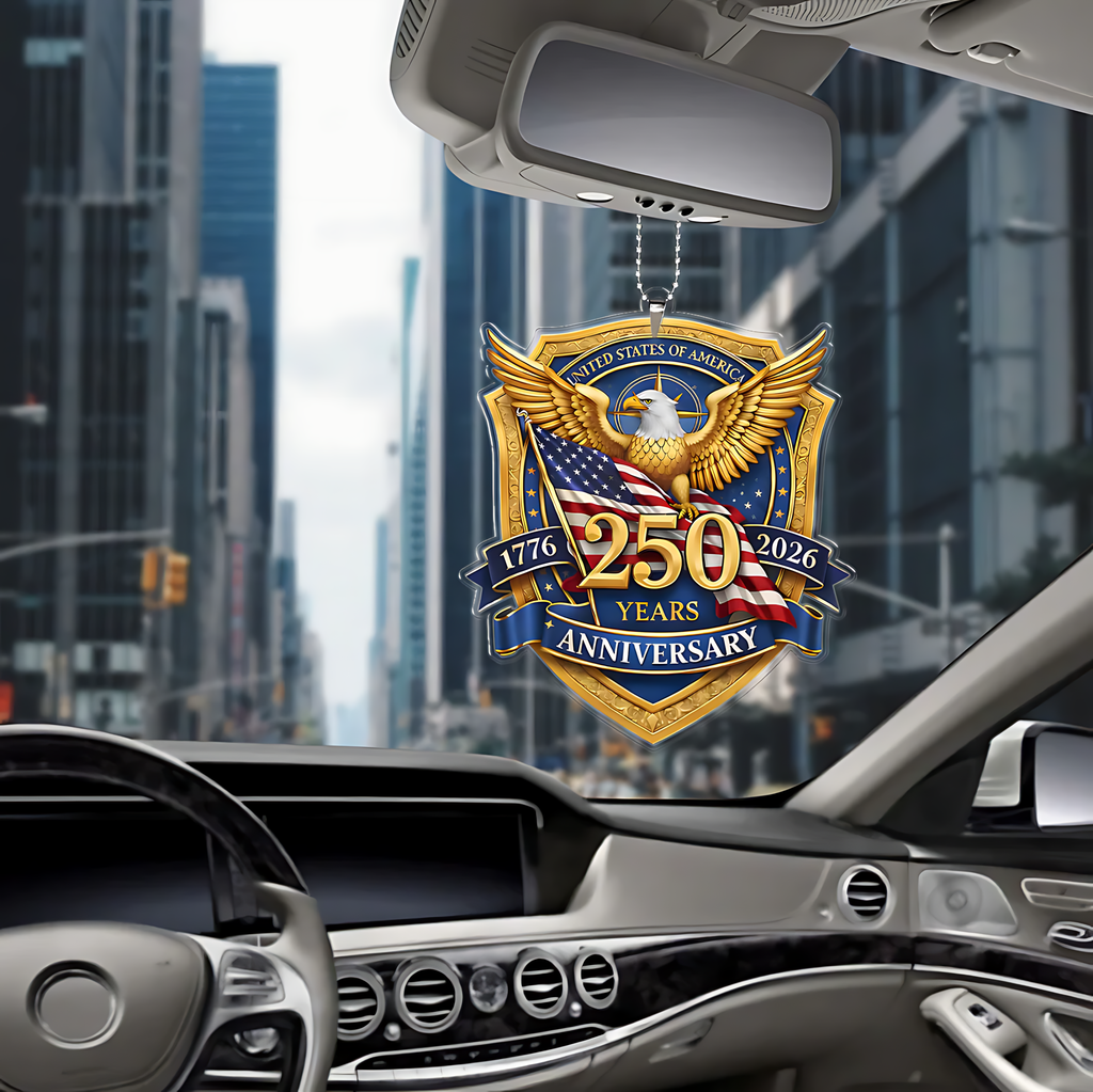 Cowgic USA 250 Years Anniversary Car Ornament | Patriotic Car Decor | 1776–2026 Eagle Ornament 684518